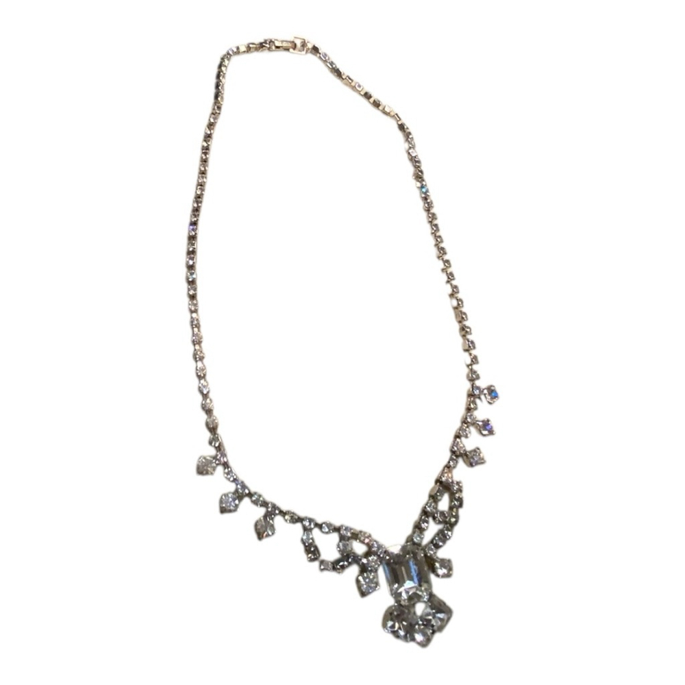 Coro Rhinestone Necklace Silver Tone - Picture 5 of 8